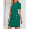 imageZESICA Womens Summer Bodycon Mini Dress 2025 Short Sleeve Crewneck Ribbed Knit Slim Fit Casual Sweater DressesGreen