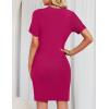 imageZESICA Womens Summer Bodycon Mini Dress 2025 Short Sleeve Crewneck Ribbed Knit Slim Fit Casual Sweater DressesRose