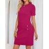 imageZESICA Womens Summer Bodycon Mini Dress 2025 Short Sleeve Crewneck Ribbed Knit Slim Fit Casual Sweater DressesRose