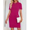 imageZESICA Womens Summer Bodycon Mini Dress 2025 Short Sleeve Crewneck Ribbed Knit Slim Fit Casual Sweater DressesRose
