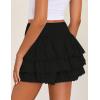 imageZESICA Womens Summer Boho Ruffle Tiered Mini Skirt 2025 High Waist Skorts Flowy Casual Beach ShortsBlack