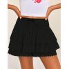 imageZESICA Womens Summer Boho Ruffle Tiered Mini Skirt 2025 High Waist Skorts Flowy Casual Beach ShortsBlack