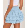 imageZESICA Womens Summer Boho Ruffle Tiered Mini Skirt 2025 High Waist Skorts Flowy Casual Beach ShortsBlue