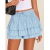 imageZESICA Womens Summer Boho Ruffle Tiered Mini Skirt 2025 High Waist Skorts Flowy Casual Beach ShortsBlue