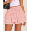imageZESICA Womens Summer Boho Ruffle Tiered Mini Skirt 2025 High Waist Skorts Flowy Casual Beach ShortsPink