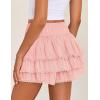 imageZESICA Womens Summer Boho Ruffle Tiered Mini Skirt 2025 High Waist Skorts Flowy Casual Beach ShortsPink
