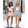 imageZESICA Womens Summer Boho Ruffle Tiered Mini Skirt 2025 High Waist Skorts Flowy Casual Beach ShortsPink