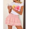 imageZESICA Womens Summer Boho Ruffle Tiered Mini Skirt 2025 High Waist Skorts Flowy Casual Beach ShortsPink
