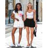 imageZESICA Womens Summer Boho Ruffle Tiered Mini Skirt 2025 High Waist Skorts Flowy Casual Beach ShortsWhite