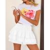 imageZESICA Womens Summer Boho Ruffle Tiered Mini Skirt 2025 High Waist Skorts Flowy Casual Beach ShortsWhite