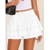imageZESICA Womens Summer Boho Ruffle Tiered Mini Skirt 2025 High Waist Skorts Flowy Casual Beach ShortsWhite