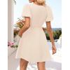 imageZESICA Womens Summer Short Sleeve Tie Front Mini Dress Cute Babydoll Ruffle Pleated A Line Tunic DressesApricot