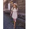 imageZESICA Womens Summer Short Sleeve Tie Front Mini Dress Cute Babydoll Ruffle Pleated A Line Tunic DressesApricot