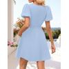 imageZESICA Womens Summer Short Sleeve Tie Front Mini Dress Cute Babydoll Ruffle Pleated A Line Tunic DressesBlue