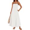 imageZESICA Womens 2025 Summer Boho Sleeveless Maxi Dress Spaghetti Straps Casual Flowy A Line Beach Party Long DressesWhite