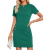 imageZESICA Womens Summer Bodycon Mini Dress 2025 Short Sleeve Crewneck Ribbed Knit Slim Fit Casual Sweater DressesGreen