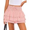 imageZESICA Womens Summer Boho Ruffle Tiered Mini Skirt 2025 High Waist Skorts Flowy Casual Beach ShortsPink