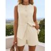 imageZESICA Womens 2025 Summer 2 Piece Short Sets Sleeveless Crew Neck Suit Vest Tops High Waist Shorts Business OutfitsApricot