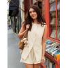 imageZESICA Womens 2025 Summer 2 Piece Short Sets Sleeveless Crew Neck Suit Vest Tops High Waist Shorts Business OutfitsApricot