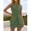 imageZESICA Womens 2025 Summer 2 Piece Short Sets Sleeveless Crew Neck Suit Vest Tops High Waist Shorts Business OutfitsArmygreen