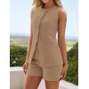 imageZESICA Womens 2025 Summer 2 Piece Short Sets Sleeveless Crew Neck Suit Vest Tops High Waist Shorts Business OutfitsKhaki