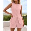 imageZESICA Womens 2025 Summer 2 Piece Short Sets Sleeveless Crew Neck Suit Vest Tops High Waist Shorts Business OutfitsPink