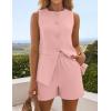 imageZESICA Womens 2025 Summer 2 Piece Short Sets Sleeveless Crew Neck Suit Vest Tops High Waist Shorts Business OutfitsPink