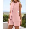 imageZESICA Womens 2025 Summer 2 Piece Short Sets Sleeveless Crew Neck Suit Vest Tops High Waist Shorts Business OutfitsPink