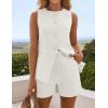 imageZESICA Womens 2025 Summer 2 Piece Short Sets Sleeveless Crew Neck Suit Vest Tops High Waist Shorts Business OutfitsWhite
