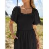 imageZESICA Womens 2025 Summer Casual Mini Dress Flutter Short Sleeve Square Neck Smocked Tiered Ruffle Flowy DressesBlack