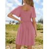 imageZESICA Womens 2025 Summer Casual Mini Dress Flutter Short Sleeve Square Neck Smocked Tiered Ruffle Flowy DressesPink
