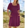 imageZESICA Womens 2025 Summer Casual Mini Dress Flutter Short Sleeve Square Neck Smocked Tiered Ruffle Flowy DressesPlum