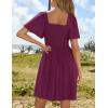 imageZESICA Womens 2025 Summer Casual Mini Dress Flutter Short Sleeve Square Neck Smocked Tiered Ruffle Flowy DressesPlum