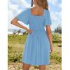 imageZESICA Womens 2025 Summer Casual Mini Dress Flutter Short Sleeve Square Neck Smocked Tiered Ruffle Flowy DressesSky