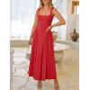 imageZESICA Womens 2025 Summer Sleeveless Square Neck Sundress Casual Long Flowy A Line Beach Vacation Maxi DressesRed