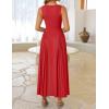 imageZESICA Womens 2025 Summer Sleeveless Square Neck Sundress Casual Long Flowy A Line Beach Vacation Maxi DressesRed