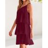 imageZESICA Womens Boho Summer One Shoulder Sleeveless Ruffle Tiered Layered Chiffon Pleated A Line Flowy Mini DressFuchsia