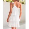 imageZESICA Womens Boho Summer One Shoulder Sleeveless Ruffle Tiered Layered Chiffon Pleated A Line Flowy Mini DressIvory