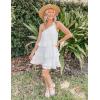 imageZESICA Womens Boho Summer One Shoulder Sleeveless Ruffle Tiered Layered Chiffon Pleated A Line Flowy Mini DressIvory