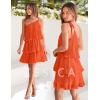 imageZESICA Womens Boho Summer One Shoulder Sleeveless Ruffle Tiered Layered Chiffon Pleated A Line Flowy Mini DressOrange