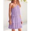 imageZESICA Womens Boho Summer One Shoulder Sleeveless Ruffle Tiered Layered Chiffon Pleated A Line Flowy Mini DressPurple