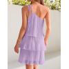 imageZESICA Womens Boho Summer One Shoulder Sleeveless Ruffle Tiered Layered Chiffon Pleated A Line Flowy Mini DressPurple
