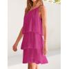 imageZESICA Womens Boho Summer One Shoulder Sleeveless Ruffle Tiered Layered Chiffon Pleated A Line Flowy Mini DressRose