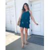 imageZESICA Womens Boho Summer One Shoulder Sleeveless Ruffle Tiered Layered Chiffon Pleated A Line Flowy Mini DressTeal