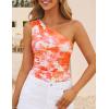 imageZESICA Womens Going Out Tank Top Summer Floral Off Shoulder Slim Fit Y2K Crop Tops Beach Vacation OutfitsOrange
