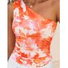 imageZESICA Womens Going Out Tank Top Summer Floral Off Shoulder Slim Fit Y2K Crop Tops Beach Vacation OutfitsOrange