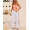 imageZESICA Womens Going Out Tank Top Summer Floral Off Shoulder Slim Fit Y2K Crop Tops Beach Vacation OutfitsOrange