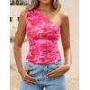 imageZESICA Womens Going Out Tank Top Summer Floral Off Shoulder Slim Fit Y2K Crop Tops Beach Vacation OutfitsPink