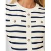 imageZESICA Womens Long Sleeve Striped Midi Dresses Crewneck Button Ribbed Knit Pleated A Line Swing Sweater DressApricot