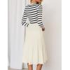 imageZESICA Womens Long Sleeve Striped Midi Dresses Crewneck Button Ribbed Knit Pleated A Line Swing Sweater DressApricot